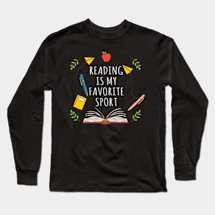 Reading Is My Favorite Sport Tshirt Read Book Lover Gift Long Sleeve T-Shirt